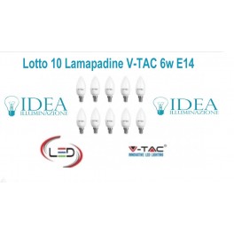 Lotto 10 Lampadine a Led 6w Oliva V-TAC VT-1855 E14 2700K