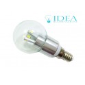 Lampadina a led SMD mini globo trasparente E14 (attacco piccolo) 3w luce fredda (6500°K)